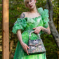 PEARLA HANDBAG | JUNGLE, BLACK PEARL HANDLE