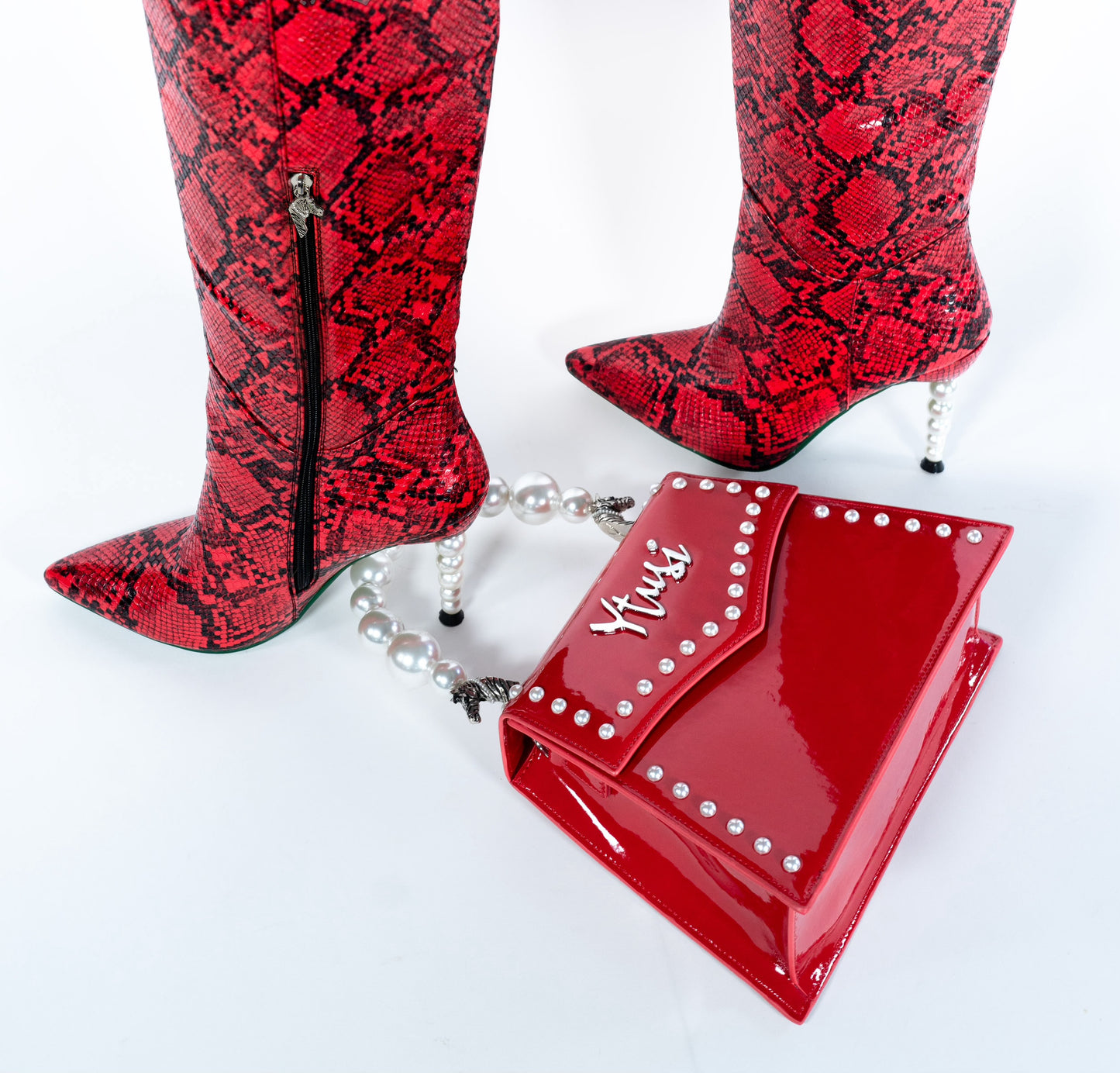 RED PATENT PEARLA