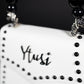 PEARLA HANDBAG | WHITE SNAKE, BLACK PEARL HANDLE