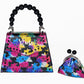 PEARLA HANDBAG | BLACK FLOWER, BLACK HANDLE