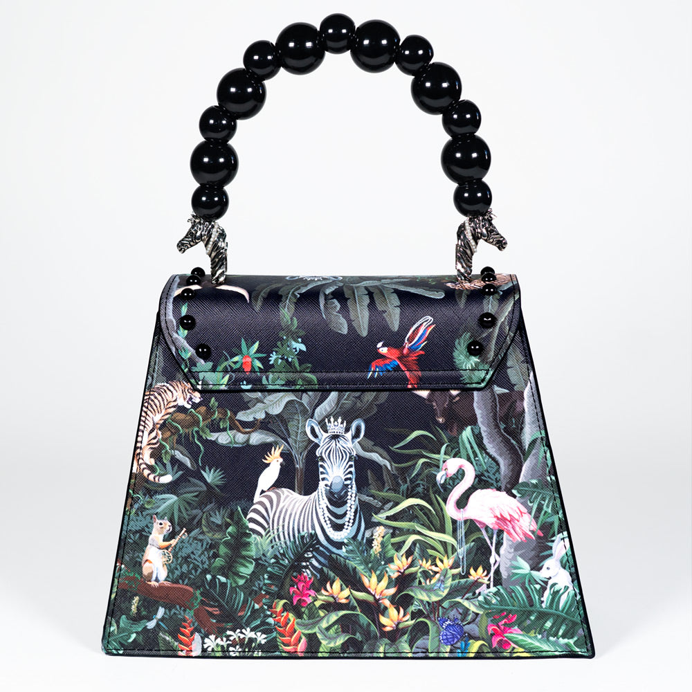 PEARLA HANDBAG | JUNGLE, BLACK PEARL HANDLE