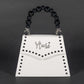 PEARLA HANDBAG | WHITE SNAKE, BLACK PEARL HANDLE
