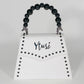 PEARLA HANDBAG | WHITE SNAKE, BLACK PEARL HANDLE